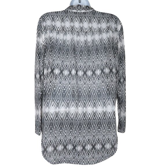 H&M Womens XS Black White Geometric Print Button-Up Blouse Long Sleeve - Picture 8 of 10